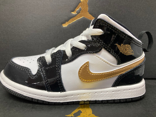 Air Jordan 1 Mid Patent TD 'Black Gold'