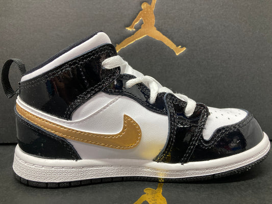 Air Jordan 1 Mid Patent TD 'Black Gold'